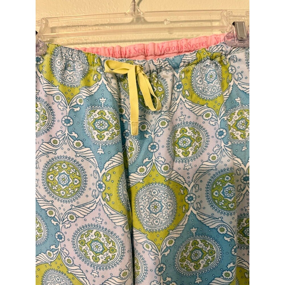 Victoria Secret Pajama Set Size Small Paisley Print Lime Green/Blue - Picture 14 of 16